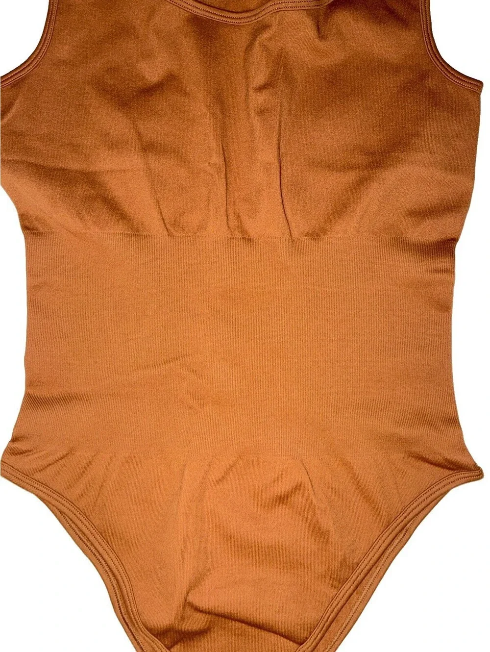 OQQ Brown Sleeveless Scoop Neck Seamless Bodysuit Size L